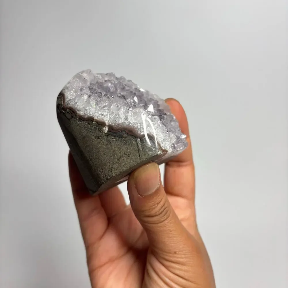 Natural Pale Amethyst Geode Cut Base Standing Cluster